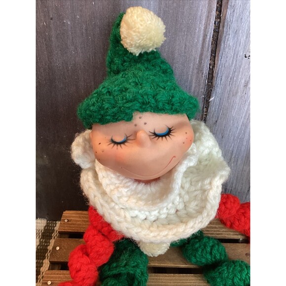 Holiday / Christmas Hand Made Crocheted Pixie ELF + Ornaments & Stockings - Picture 3 of 11